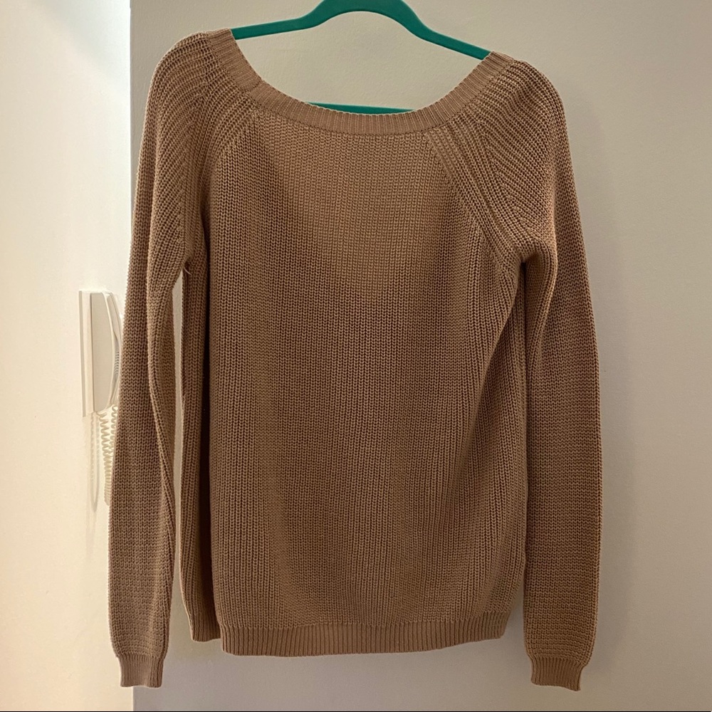 Lulu's oversized open back deep v pink sweater